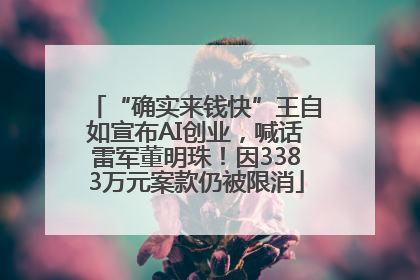 “确实来钱快”王自如宣布AI创业，喊话雷军董明珠！因3383万元案款仍被限消