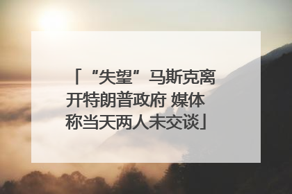 “失望”马斯克离开特朗普政府 媒体称当天两人未交谈