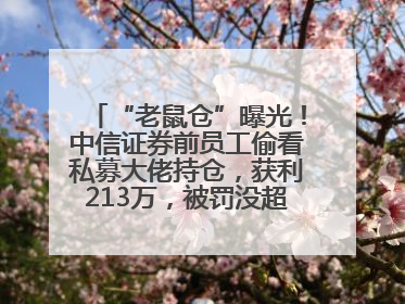 “老鼠仓”曝光！中信证券前员工偷看私募大佬持仓，获利213万，被罚没超426万