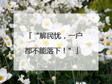 “解民忧，一户都不能落下！”
