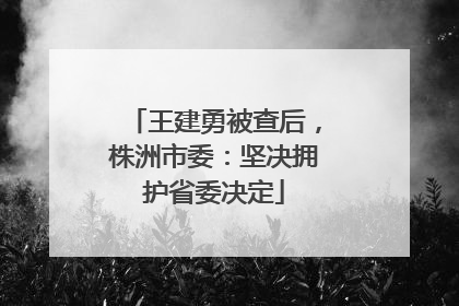 王建勇被查后，株洲市委：坚决拥护省委决定