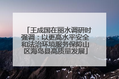 王成国在丽水调研时强调：以更高水平安全和法治环境服务保障山区海岛县高质量发展