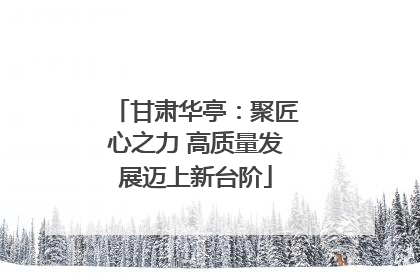 甘肃华亭：聚匠心之力 高质量发展迈上新台阶