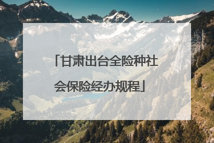 甘肃出台全险种社会保险经办规程