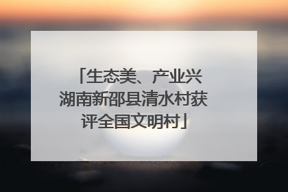 生态美、产业兴 湖南新邵县清水村获评全国文明村