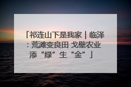 祁连山下是我家｜临泽：荒滩变良田 戈壁农业添“绿”生“金”