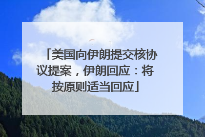 美国向伊朗提交核协议提案，伊朗回应：将按原则适当回应