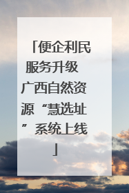 便企利民服务升级 广西自然资源“慧选址”系统上线