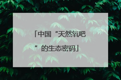 中国“天然氧吧”的生态密码