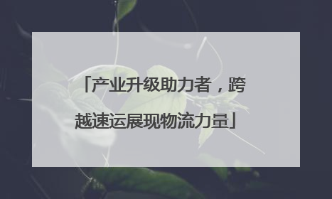 产业升级助力者，跨越速运展现物流力量