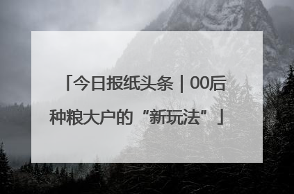 今日报纸头条｜00后种粮大户的“新玩法”