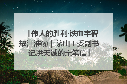 伟大的胜利·铁血丰碑耀江淮⑥｜茅山工委副书记洪天诚的亲笔信