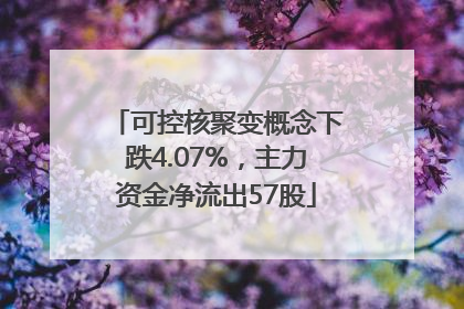 可控核聚变概念下跌4.07%，主力资金净流出57股