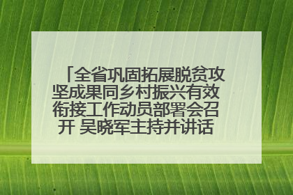 全省巩固拓展脱贫攻坚成果同乡村振兴有效衔接工作动员部署会召开 吴晓军主持并讲话 罗东川作安排部署