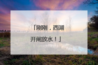 刚刚，西湖开闸放水！