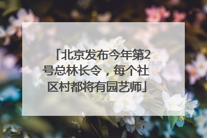北京发布今年第2号总林长令，每个社区村都将有园艺师
