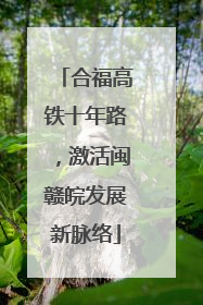 合福高铁十年路，激活闽赣皖发展新脉络