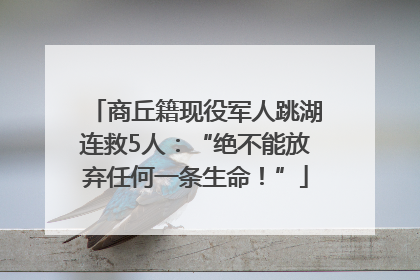 商丘籍现役军人跳湖连救5人：“绝不能放弃任何一条生命！”
