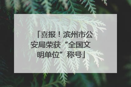 喜报！滨州市公安局荣获“全国文明单位”称号