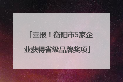 喜报！衡阳市5家企业获得省级品牌奖项
