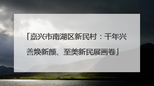 嘉兴市南湖区新民村：千年兴善焕新颜、至美新民展画卷