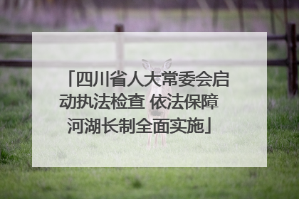 四川省人大常委会启动执法检查 依法保障河湖长制全面实施
