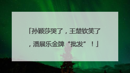 孙颖莎哭了，王楚钦笑了，潘展乐金牌“批发”！