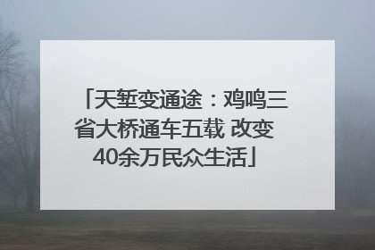 天堑变通途：鸡鸣三省大桥通车五载 改变40余万民众生活