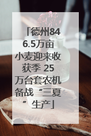 德州846.5万亩小麦迎来收获季 25万台套农机备战“三夏”生产