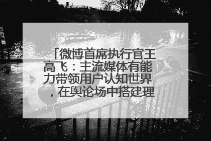 微博首席执行官王高飞：主流媒体有能力带领用户认知世界，在舆论场中搭建理性的讨论空间