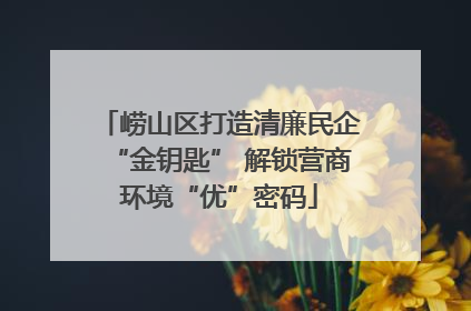 崂山区打造清廉民企“金钥匙” 解锁营商环境“优”密码