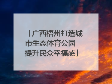 广西梧州打造城市生态体育公园 提升民众幸福感