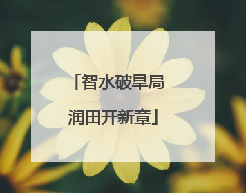 智水破旱局 润田开新章