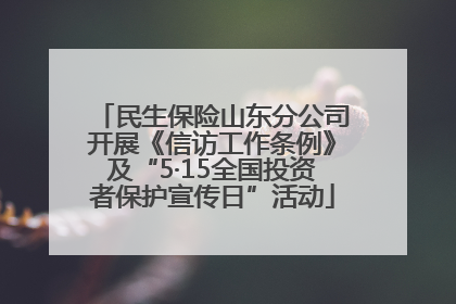 民生保险山东分公司开展《信访工作条例》及“5·15全国投资者保护宣传日”活动