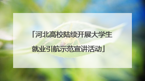 河北高校陆续开展大学生就业引航示范宣讲活动