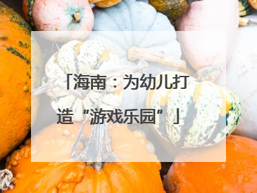 海南：为幼儿打造“游戏乐园”