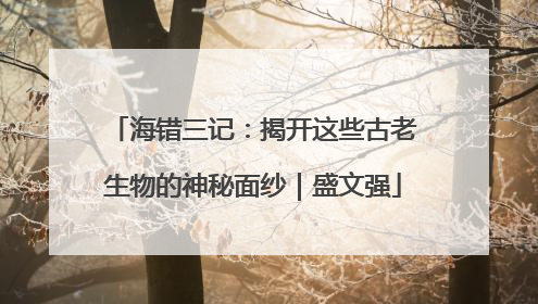 海错三记：揭开这些古老生物的神秘面纱｜盛文强