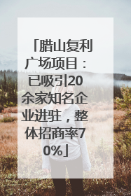 腊山复利广场项目：已吸引20余家知名企业进驻，整体招商率70%
