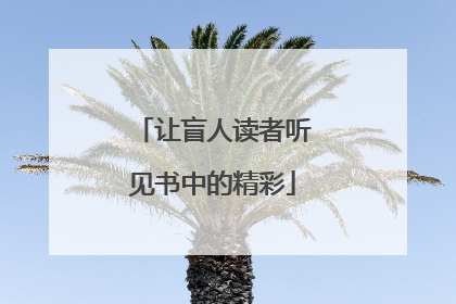 让盲人读者听见书中的精彩