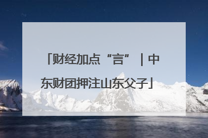 财经加点“言”｜中东财团押注山东父子