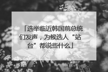选举临近韩国前总统们发声，为候选人“站台”都说些什么