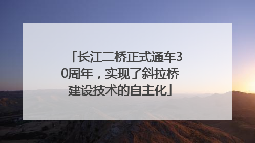 长江二桥正式通车30周年，实现了斜拉桥建设技术的自主化