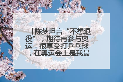 陈梦坦言“不想退役”，期待再参与奥运：很享受打乒乓球，在奥运会上是我最幸福的时候