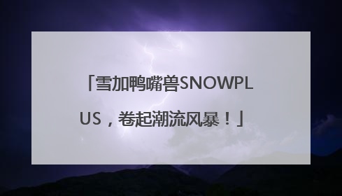 雪加鸭嘴兽SNOWPLUS，卷起潮流风暴！