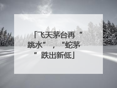 飞天茅台再“跳水”，“蛇茅”跌出新低