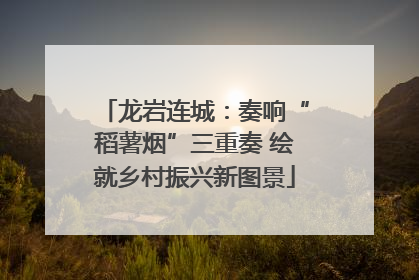 龙岩连城：奏响“稻薯烟”三重奏 绘就乡村振兴新图景