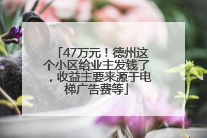 47万元！德州这个小区给业主发钱了，收益主要来源于电梯广告费等