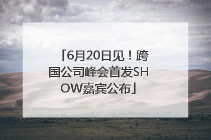 6月20日见！跨国公司峰会首发SHOW嘉宾公布