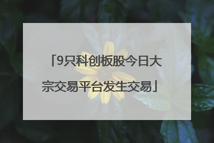 9只科创板股今日大宗交易平台发生交易
